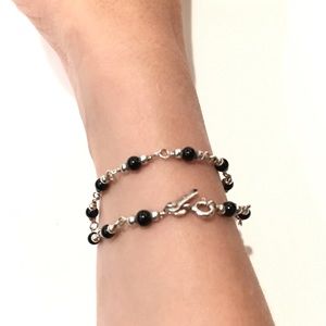 Silver and black onyx bracelet